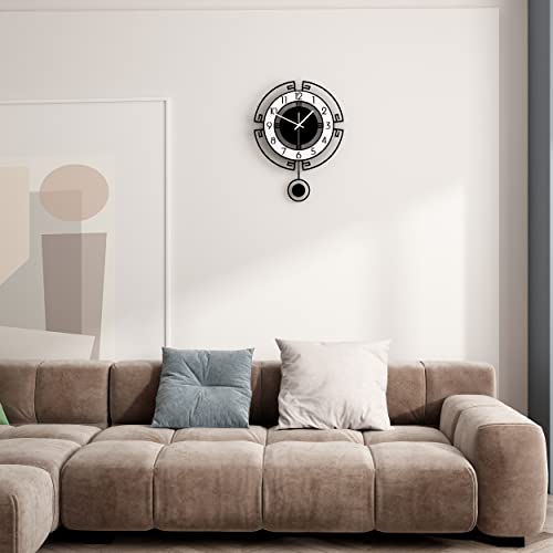 Meisd Wall Clock For Living Room Decor, Decorative Modern Wall Clocks With Pendulum For Bedroom Kitchen Office Home, 14.6 Inch Big Decoration Wall Clock Battery Operated, Silent Clock Non Ticking #TOP3