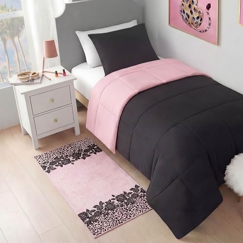 Juicy Couture Finely Soft Washable Accent Rug 2' x 4' Light Pink Lacey Leopard