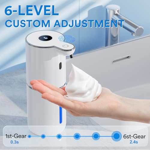 Seifenspender Automatisch mit digitaler Anzeige,380ml Elektrischer Seifenspender mit Sensor,Wandmontage,Berührungslos,USB Wiederaufladbar IPX5 Wasserdicht Schaumseifenspender für Bad,Küche