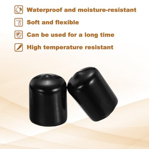 Image of uxcell 88Pcs Rubber End Caps, 16mm(5 /8 inch) ID Round Screw Thread Protectors Flexible Screw Bolt Covers Caps for Metal Tube Rod Bolt, Black