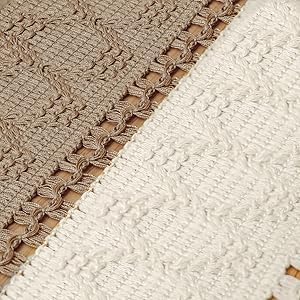 Image of Macrame Table Runner for Dining Table (12x72 Inch) - Boho Farmhouse Cotton Runner for Center Table & Home Decor - Heat Resistant, Handwoven Rustic Design (Brown /Ivory)