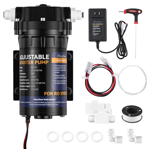 Hanchen Booster Pump Kit for RO Reverse Osmosis Water Filtration System 100 GPD Quick-Connection Design High Pressure Switch Dry-Running Protection