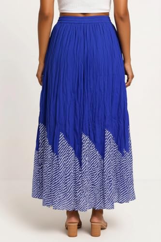 Image of Premium Long Skirt | Stylish Long Crushed Cotton & Unique Prints | Floor Length Skirt for Women | Elastic Waist Premium Maxi Skirt - Comfortable Casual Wear