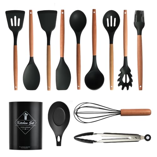Encuentra la mejor selección de Soporte utensilios silicona al mejor precio. 37 IMLUCKY - 13 Piezas Utensilios de Cocina de Silicona con Mango de Madera - Juego de Utensilios de Cocina Soporte de...