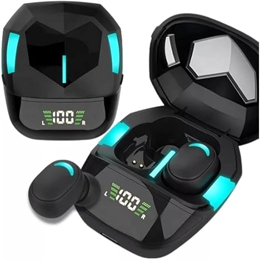 Fone de Ouvido Bluetooth TWS HT05, Fone de Ouvido Sem Fio, 40db ANC Headphone com 6 Microfone, 30 Tempo de Jogo (Preto)