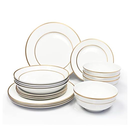Bone China Dinnerware, 16PC Set, Service for 4, Double Gold Rim, White, Microwave Safe, Elegant Giftware, Dish set, Essential Home, Everyday Living, Display, decoration, Kitchen Dishes, Dinner set
