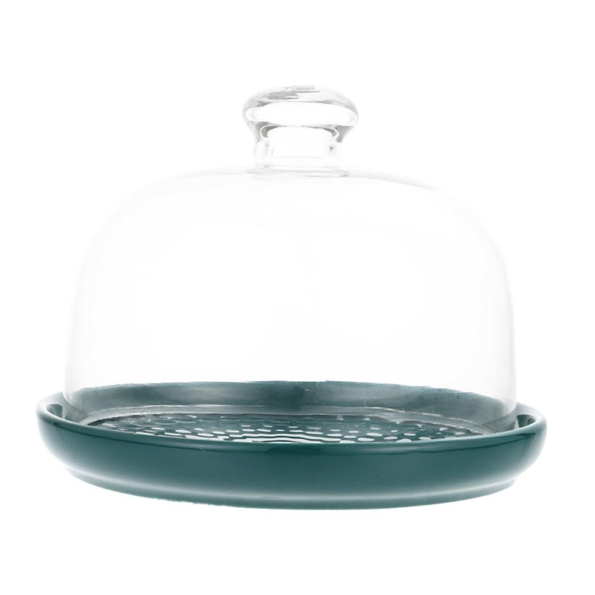 INOOMP Piatto per Dolci Elegante in Vetro con Coperchio Verde