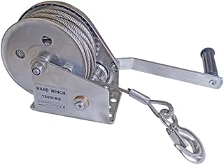 KIKAIYA ハンドウインチ ステンレス オートブレーキ付 牽引能力 545kg ワイヤー 15ｍ 1200LBS 手動ウインチ 回転式ミニウインチ HU-S-15N