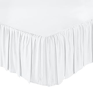 AmazonBasics Ruffled Bed Skirt, 16 Inch Skirt Length, Full, Bright White