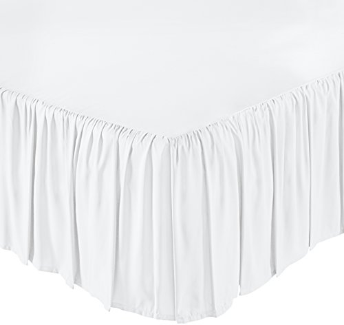 Amazon Basics Ruffled Bed Skirt, Classic Style, Wrinkle and Fade Resistant, Machine Washable, 16" Drop, Full, White view 2