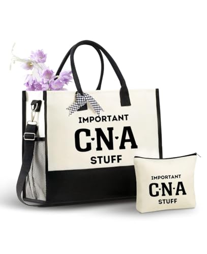 Image of InnoBeta CNA Week Gifts Canvas Tote Bag for Women, Females for Work, CNA Appreciation Accessories Gifts