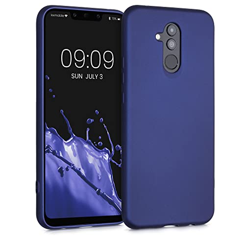 kwmobile Custodia Compatibile con Huawei Mate 20 Lite Cover - Back Case Morbida - Protezione in Silicone TPU Effetto Metallizzato blu metallizzato