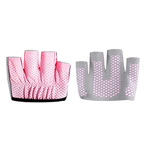 HEEPDD Yoga Pilates, 4 Dita Fascia Elastica Traspirante Antiscivolo Corti Micro da Allenamento Protezione del Palmo per Donna per l'Equilibrio del Corpo (Rosa M 18 cm / 7,1
