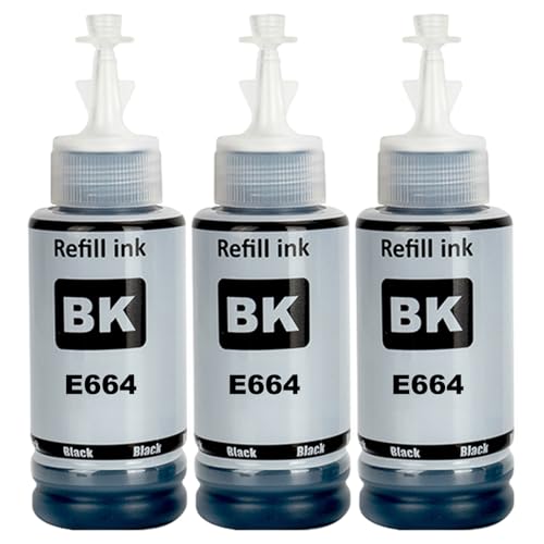 LAIPENG 664 Tinta Compatible para Epson ET-2500 ET-2550 ET-2600 ET-2650 ET- 3600 ET-4500 ET-4550 ET-14000 ET-15000 ET-16500 L100 L110 L200 L210 L350 L355 L365 L455 L550 L555 L1300 Impresora (3 Negro)