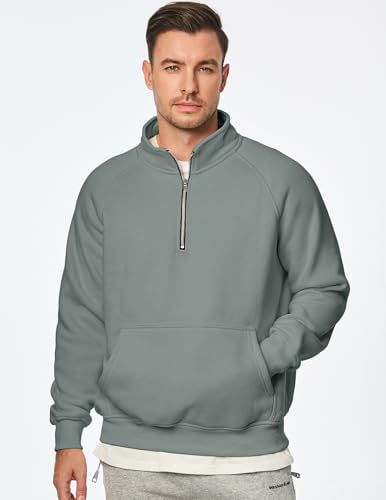 JMIERR Men's 2025 Quarter Zip Pullover Sweatshirts Casual Fleece Cotton Sweater Fall Winter Warm Mock Neck with Pockets4