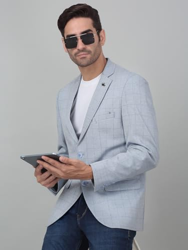 Image of Cantabil Checkered Full Sleeves Notch Lapel Casual Blazer for Men | Casual Blazer for Men | Men Blazer for Casual | Blazer for Men Casual (P MBZC00055)