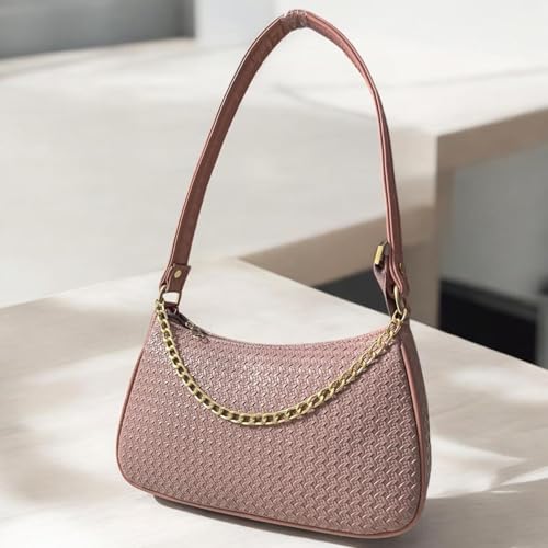Image of DAISY STAR Woven Textured Shoulder Bag with Gold Chain Detail II Shoulder Handbag for Girl & Women II