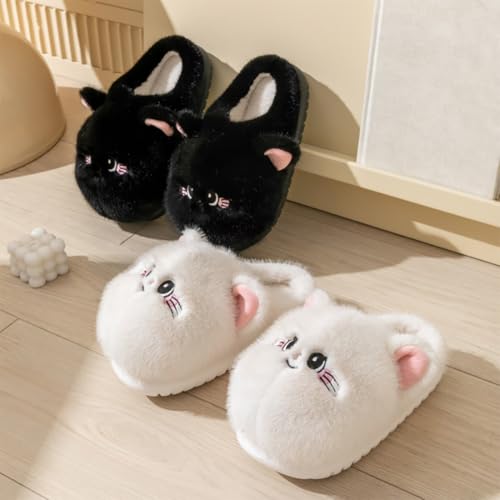 Women's slippers, cute cat slippers, fun animal shoes, comfortable plush warm one foot slipper4