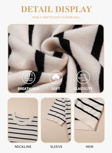 Image of Eytino Women Plus Size Sweater Tops Short Sleeve Crewneck Striped Tshirts Casual Summer Blouses Shirts(1X-5X)