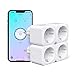 WiFi/WLAN günstig Kaufen-GNCC Mini Wlan Steckdose mit Strommessung, Smart Home Stromzähler für Steckdose funktioniert mit Alexa/Google Home, Alexa Zubehör, Nur 2.4GHz WIFI, 3680W, 4 Stücke