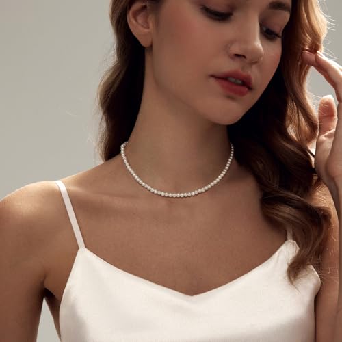 Image of Zeffy Pearl Necklace 4MM /6MM /8MM Dainty Round Imitation Pearl Choker Necklace Wedding Pearl Necklace Delicate Jewelry for Women Simple Bridesmaid Jewelry Gifts