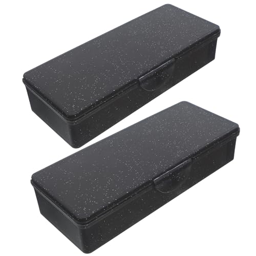 HOODANCOS 2 Piezas Estuche con Diseño de Estrellas para Lápices Negro de Plástico y Tapa con Cierre Presión Resistente y Portátil para Uso Escolar y Oficina