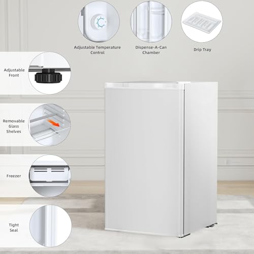 Image of COWSAR 3.2 Cu.Ft Mini Fridge with Freezer, Freestanding Compact Refrigerator with Reversible Door & 7-Speed Thermostat, Small Fridge for Office, Apartment, Gameroom (WHITE)