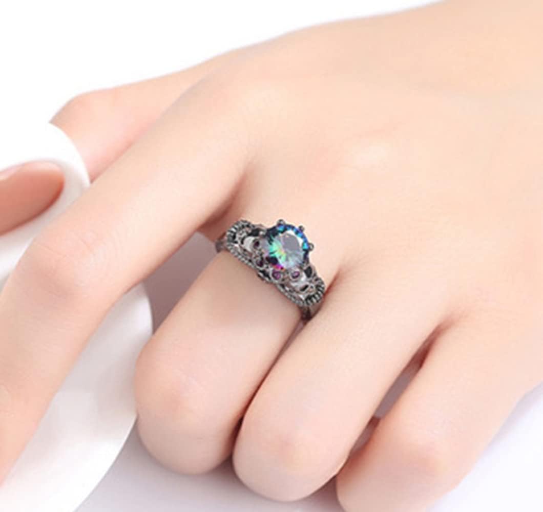 Fashion Jewelry Color Crystal Vintage Skull Gothic Statement Promise Cocktail Party Biker Ring (8) - Image 2