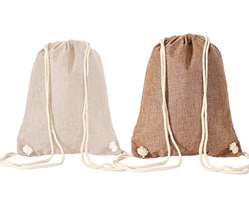 WYNIE 2 pcs Mochila de Cuerdas Mujer de Rafia Bolsa de para Playa Gimnasio Deporte Ajustable