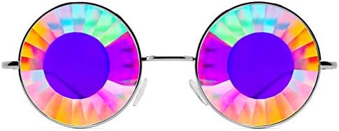 GloFX Imagine Wormhole Kaleidoscope Glasses - Wormhole Lens - Metal Frame - Rainbow Diffraction Rave EDM Festival