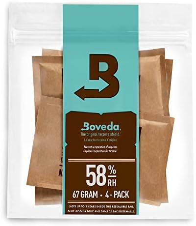 Boveda 65% RH 2-Way Humidity Control  Restores & Maintains Humidity  All In One Solution For Humidification- Patented Technology for Cigar Humidors  Convenient & Versatile - 4 Count Resealable Bag