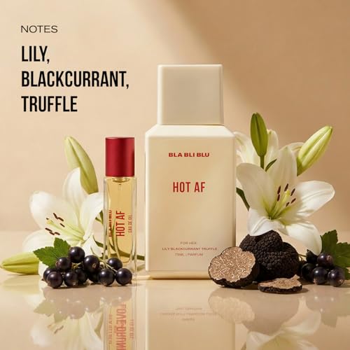 Image of BLABLIBLU Hot AF Two Scents Women Perfume Set (75ml + 8ml) | Perfume & Eau De Oil | Long Lasting Fruity, Woody & Floral Fragrance | with Blackcurrant, Lilly & Truffle