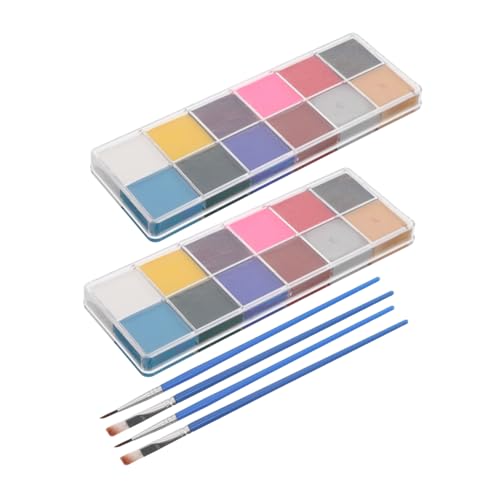 Healeved Body Paint Colors Water-activated Face Paint Makeup Palette for Clown Halloween Party Boys and Girls Stage Performances