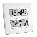 Zusätzliche Funktionen: Wanduhr ist lautlos, verfügt über eine zweite Uhrzeit, zwei Weckalarme und eine Snooze Funktion