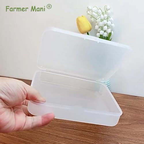 Image of 2 Pack (6.18x5.32x1.5 Inches) Rectangular Clear Frosted Plastic Box Containers with Buckle Lids,Rectangle Plastic Clear Storage Containers Box for Make Up,Eye,Pills,Gems,Beads,Jewelry,Small Items
