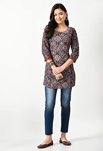 Image of Meesan Women's Cotton 3 /4 Slevee Solid Kurta