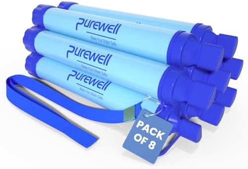 Purewell Outdoor Water Filter Personal Water Filtration Straw Emergency Survival Gear Water Purifier for Camping Hiking Climbing Backpacking