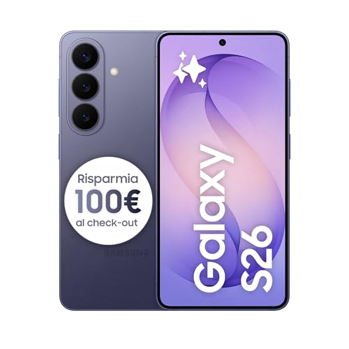 Samsung Galaxy S26 Smartphone AI, 512GB, 3 anni di Garanzia, Processore Avanzato, Assistente Foto, Creative Studio, Camera 50 MP, 4300 mAh, Cobalt Violet [Versione italiana]