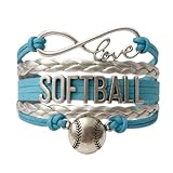 Softball Charm Bracelet - Infinity Love Adjustable Bracelet with Softball Charm - Gift for Softball Players