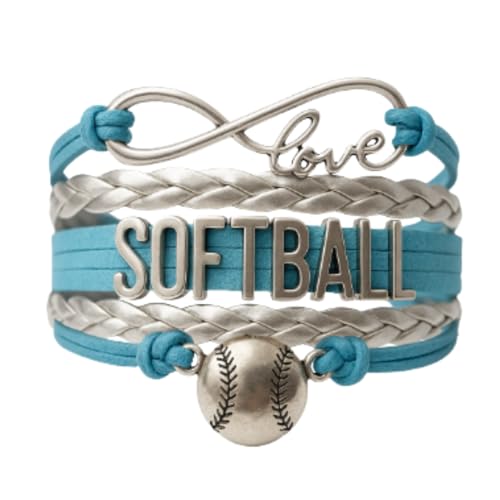 Softball Charm Bracelet - Infinity Love Adjustable Bracelet with Softball Charm - Gift for Softball Players