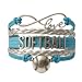 Softball Charm Bracelet - Infinity Love Adjustable Charm Bracelet with Softball Charm for Women and Girls
