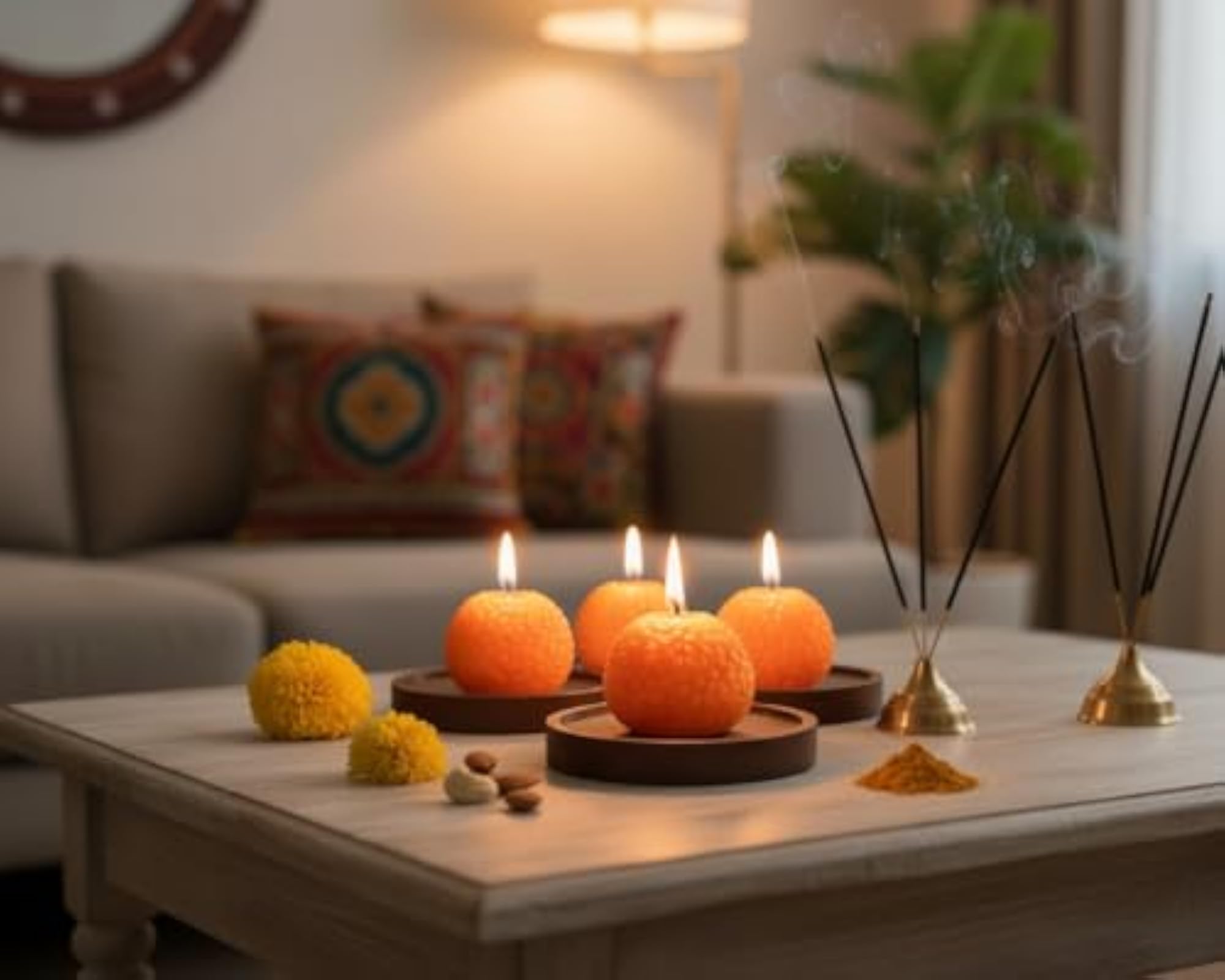 Traditional Motichur-Shaped Decorative Candle, Set of 7