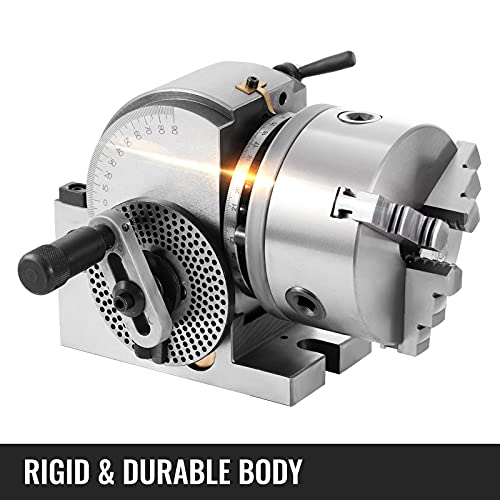 Foto von VEVOR MT2 Teilapparat mit backenfutter, Rotary Tisch mit Indizierung Höhe der Mitte 100 mm, Dividing Head 23 kg, Rotary Tisch mit Tellern, Eine Starke Unterstützung zu Bearbeitenden Werkstück