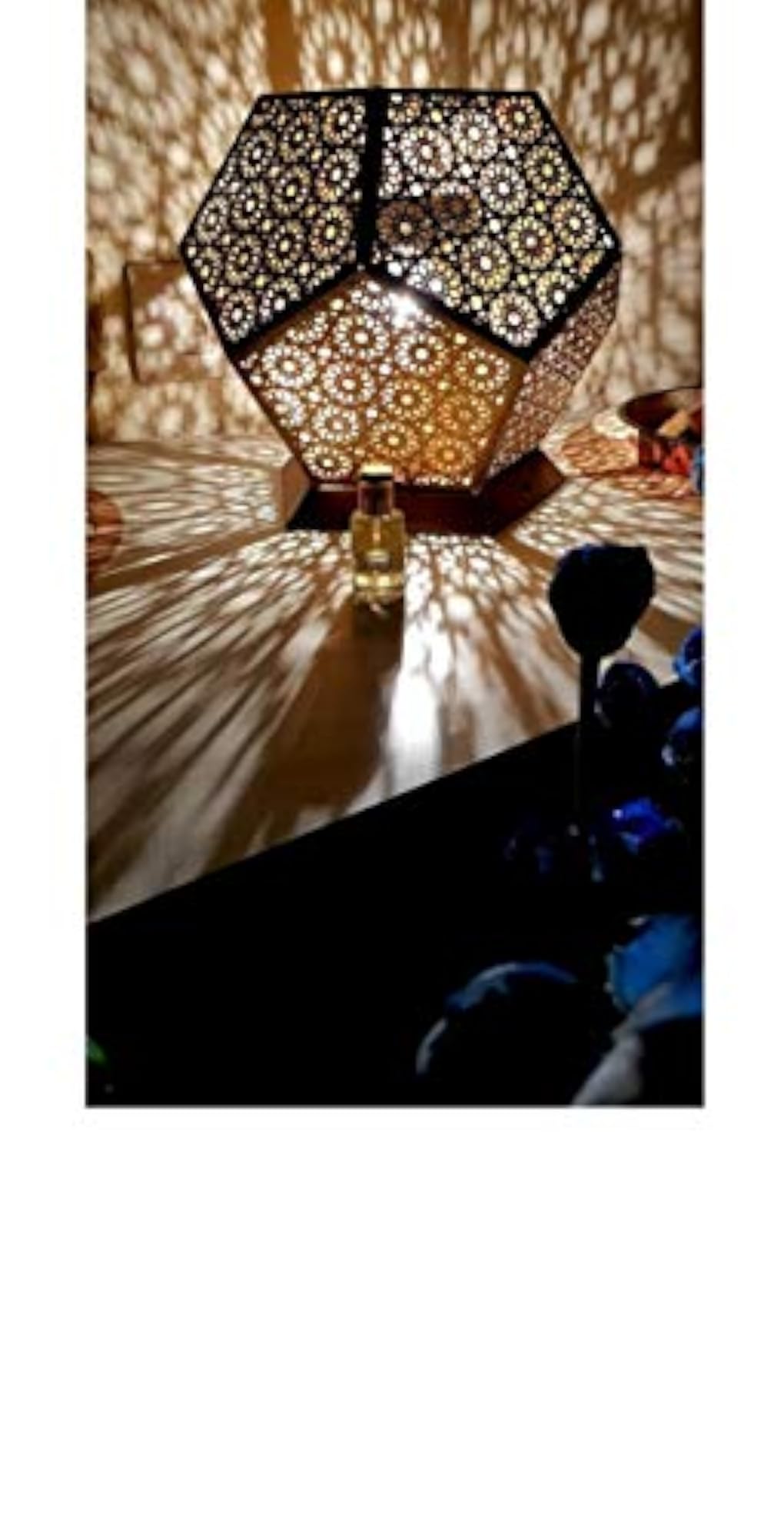 Handcrafted Metallic Golden Pentagonal Aroma Diffuser Lantern