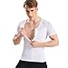 Hanerdun Mens Compression Body Shaper Shirt With Zipper Abs Abdomen Slim, White, M