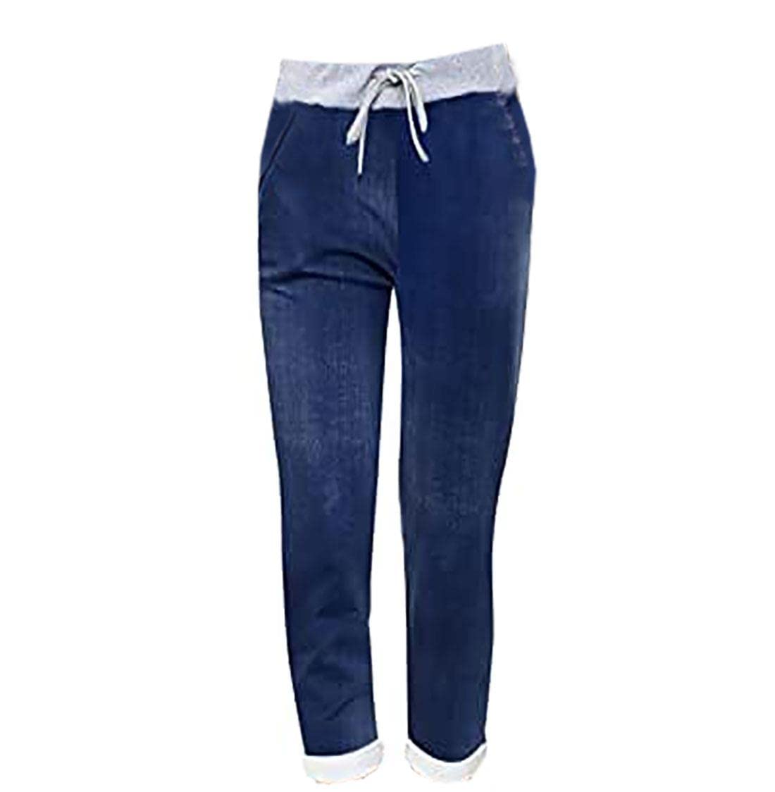 21FashionWomens Floral Rose Printed Denim Jeans Turn Up Italian Pants Ladies Trouser