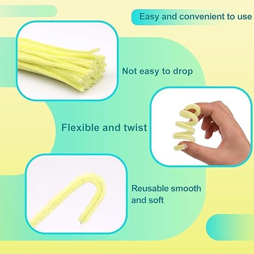 Image of 100Pc Pipe Cleaners Craft Set | Chenille Stem Fuzzy Sticks DIY Craft Supplies for Art Projects Activities, Decorations, Flower Making, Modeling & Sculpting (Tussar(faun))
