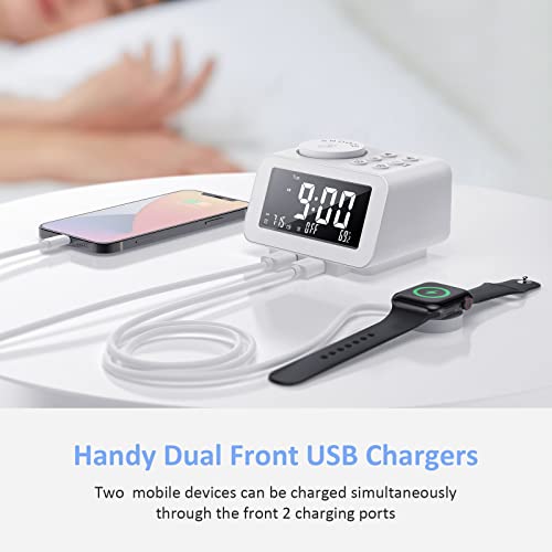 Uscce HU-XI-201 Digital Alarm Clock Radio - 0-100% Dimmer, Dual Alarm With Weekday/Weekend Mode, 6 Sounds Adjustable Volume, Fm Radio W/Sleep Timer, 2 Usb Charging Ports, Thermometer, Battery Backup thumb #6