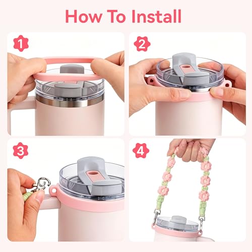 Image of Water Bottle Handle Strap Compatible with Owala & Stanley Cups | Hand-Woven Lanyards Silicone Cup Sling, Carrier, Holder with Strap for Outdoor Sports Camping Hiking Travel
