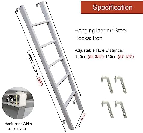 Heavy Duty 4/5 Step Bunk Bed Ladder for Dorm RV, Space-Saving Attic Step Ladder, 440lbs Load Capacity, Perfect Replacement for Camper and Yacht.